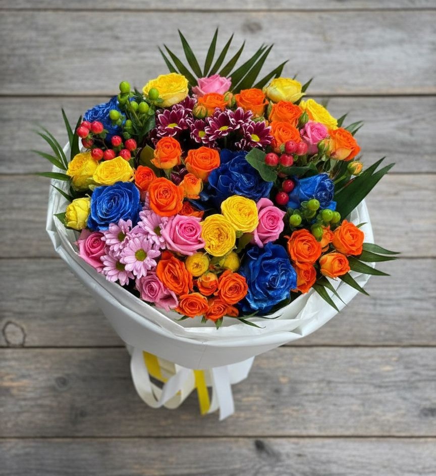 Букет цветов из: Розы и Хризантемы в Лысьве