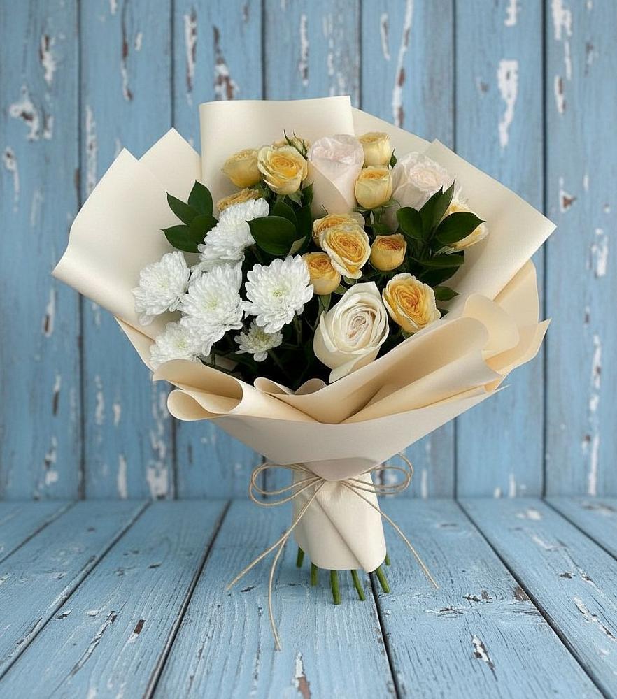 Букет цветов из: Розы и Хризантемы в Лысьве