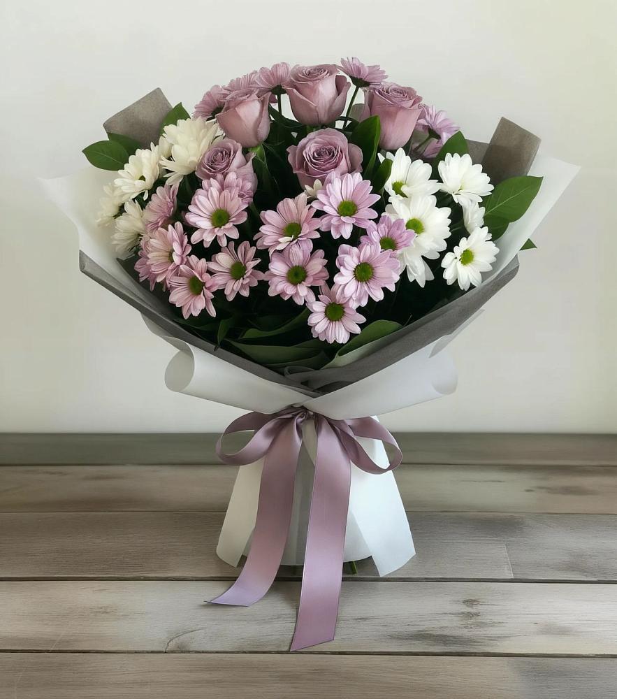 Букет цветов из: Хризантемы и Розы в Лысьве