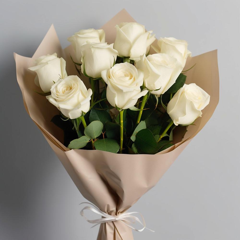 Букет 9 Белых роз Эдлесс Лав в Лысьве