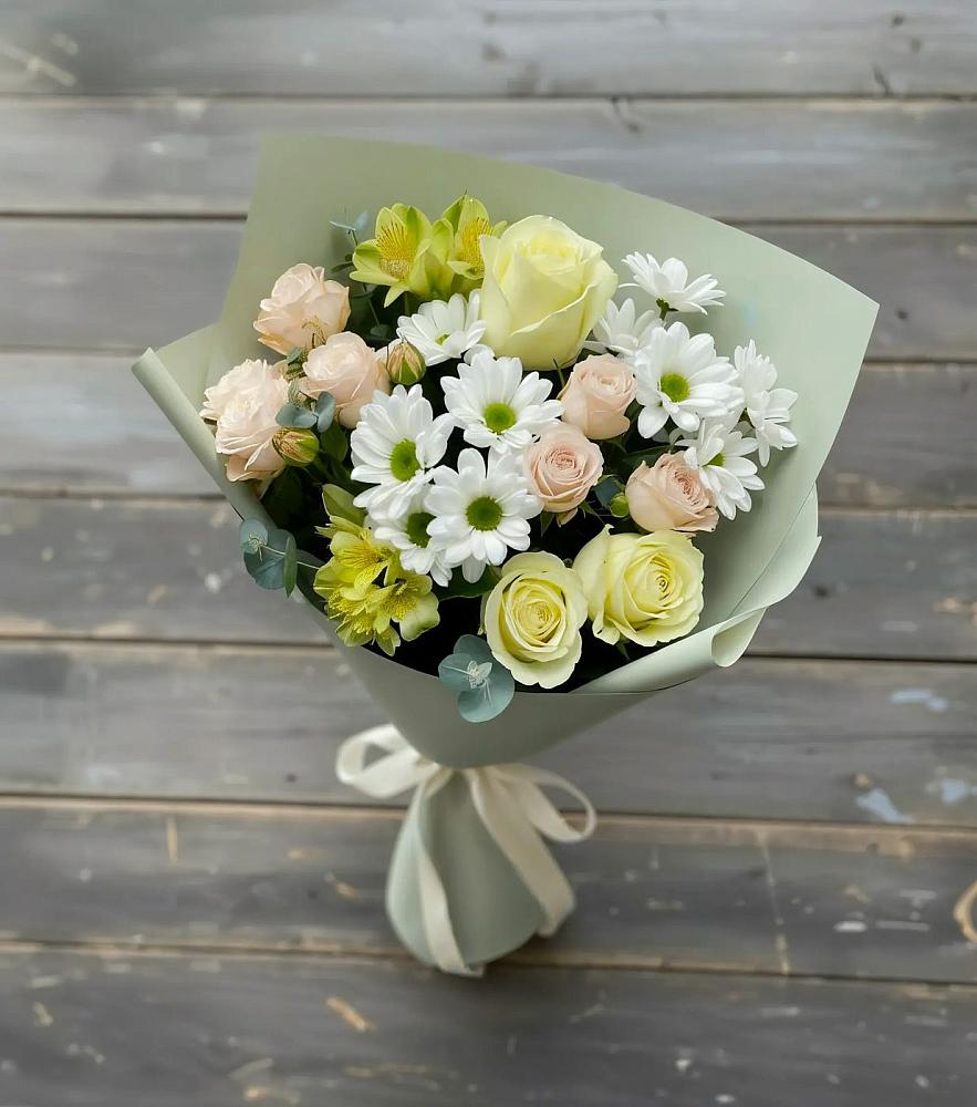 Букет цветов из: Альстромерии, Розы и Хризантемы в Лысьве