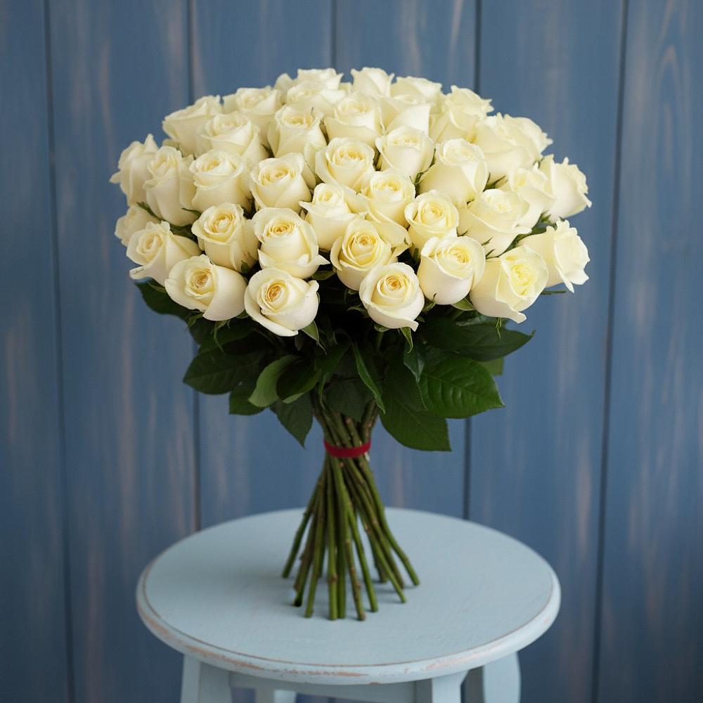 Букет 51 Белая роза Эдлесс Лав в Лысьве
