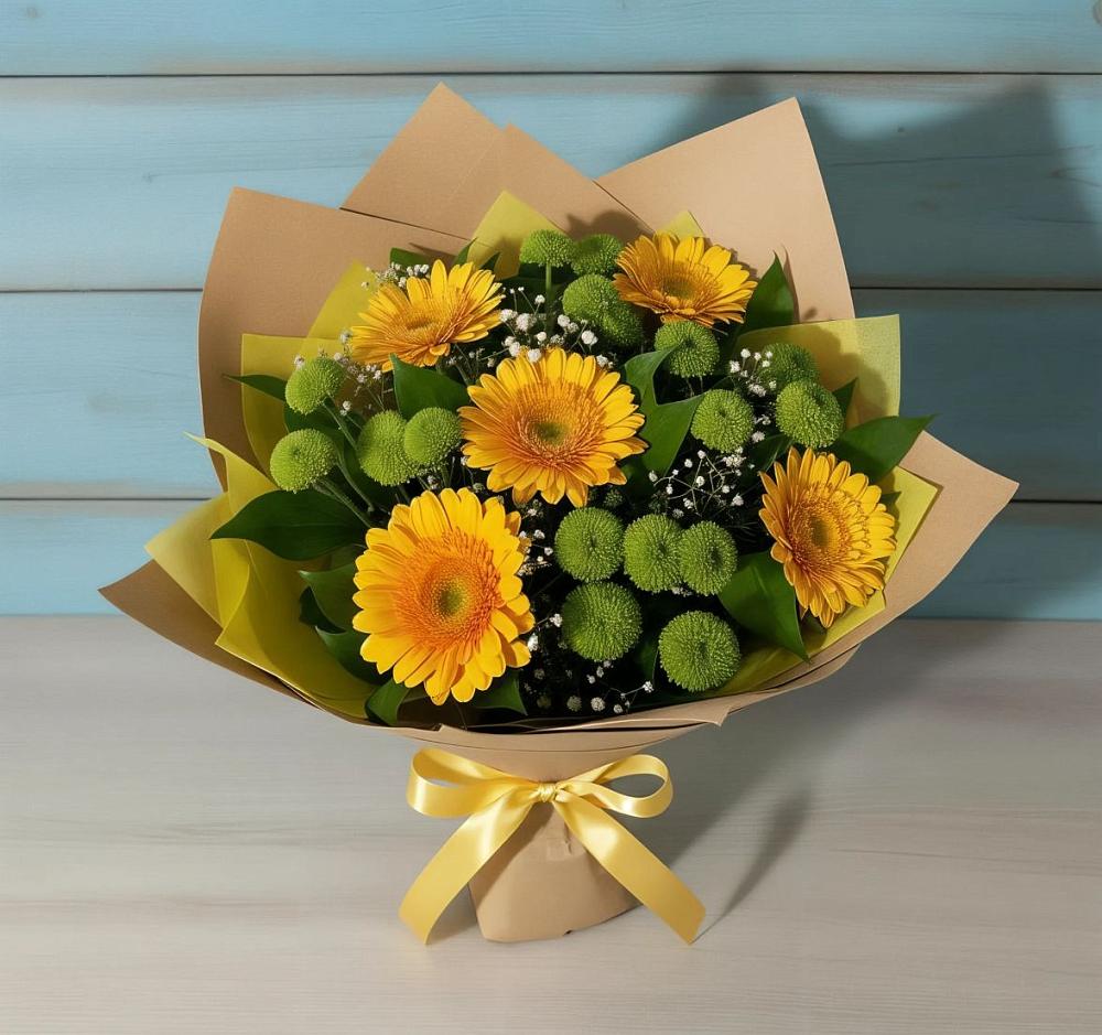 Букет цветов из: Герберы и Хризантемы в Лысьве