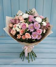 Букет цветов из:  Хризантемы, Розы и Альстромерии #REPLACE_PRED# Лысьве
