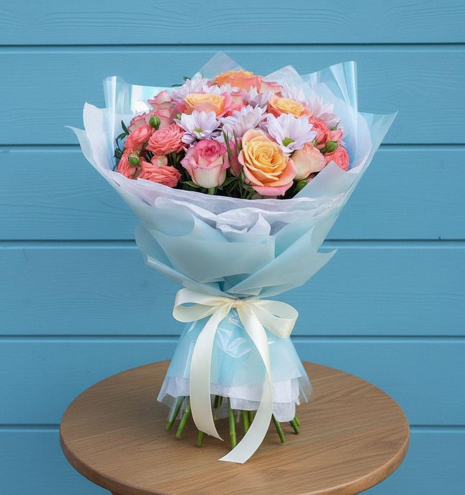 Букет цветов из: Хризантемы и Розы в Лысьве