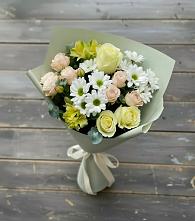 Букет цветов из:  Альстромерии, Розы и Хризантемы в Лысьве