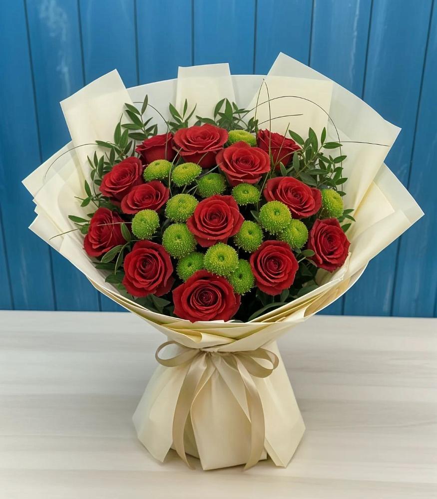 Букет цветов из: Розы и Хризантемы в Лысьве